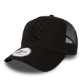 New York Yankees Clean Black On Black A-Frame Trucker Cap-klyvox