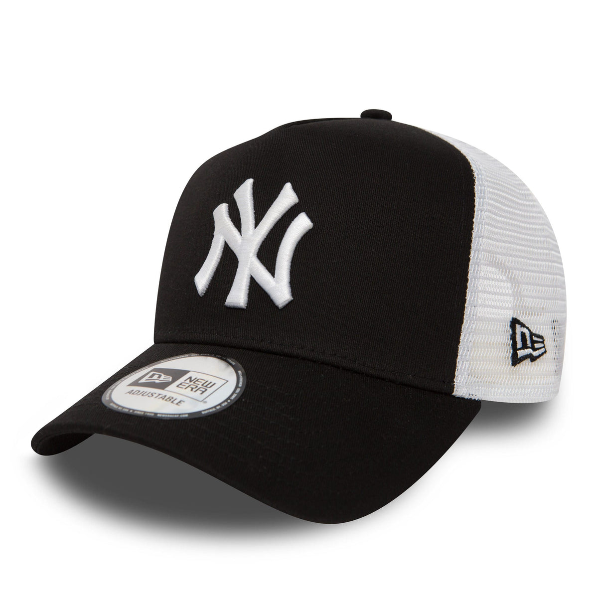New York Yankees Clean Black A-Frame Trucker Cap-klyvox