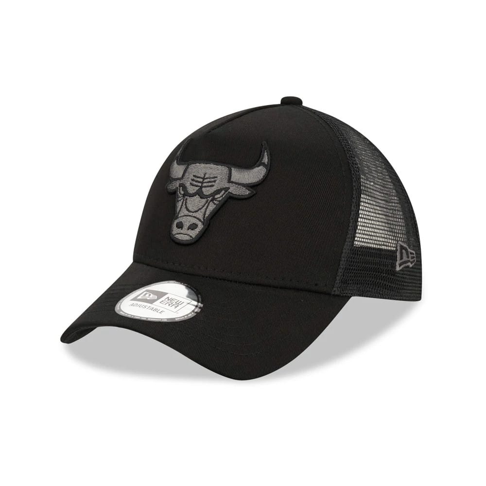 Chicago Bulls Tonal Black A-Frame Trucker Cap-klyvox
