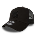 New York Yankees Kids All Black A-Frame Trucker Cap-klyvox