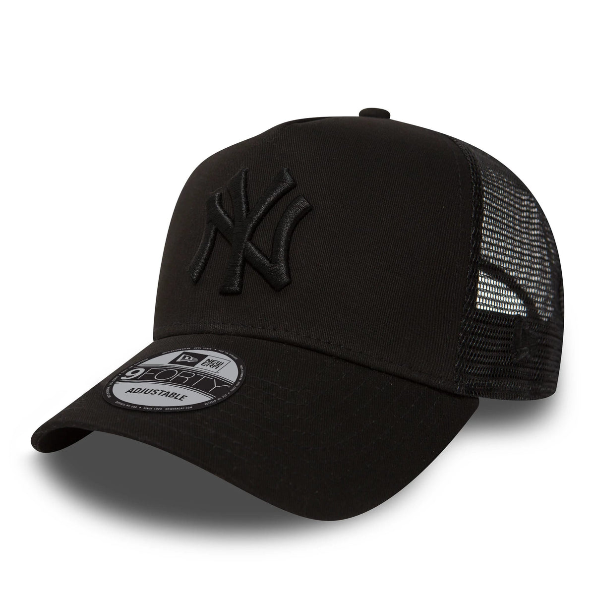 New York Yankees Kids All Black A-Frame Trucker Cap-klyvox