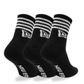 New Era Stripe 3 Pack Crew Black Socks-klyvox