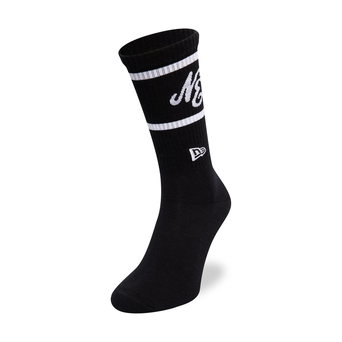 New Era Heritage Logo Black Crew Socks-klyvox