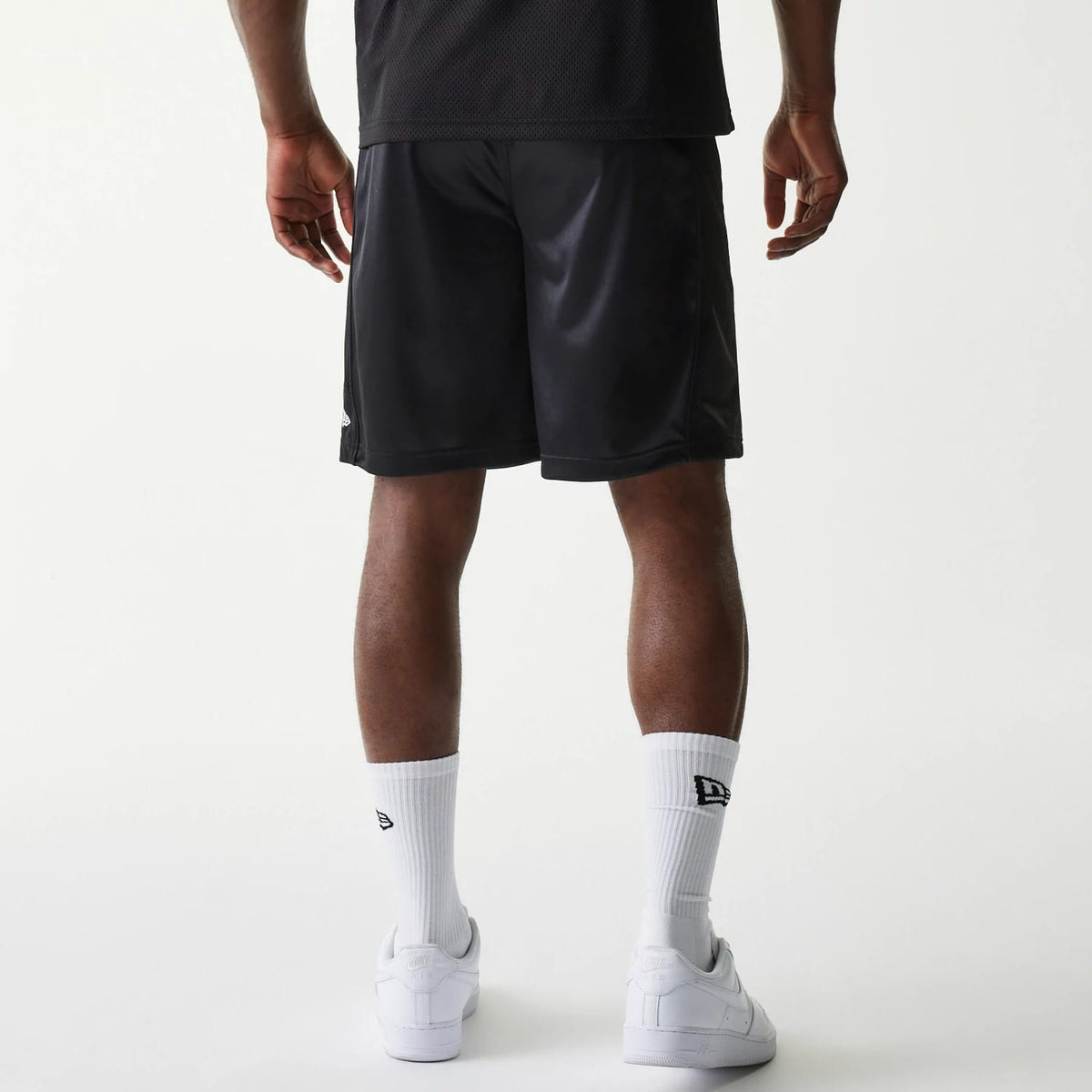 New Era Retro Sports Black Mesh Shorts-klyvox