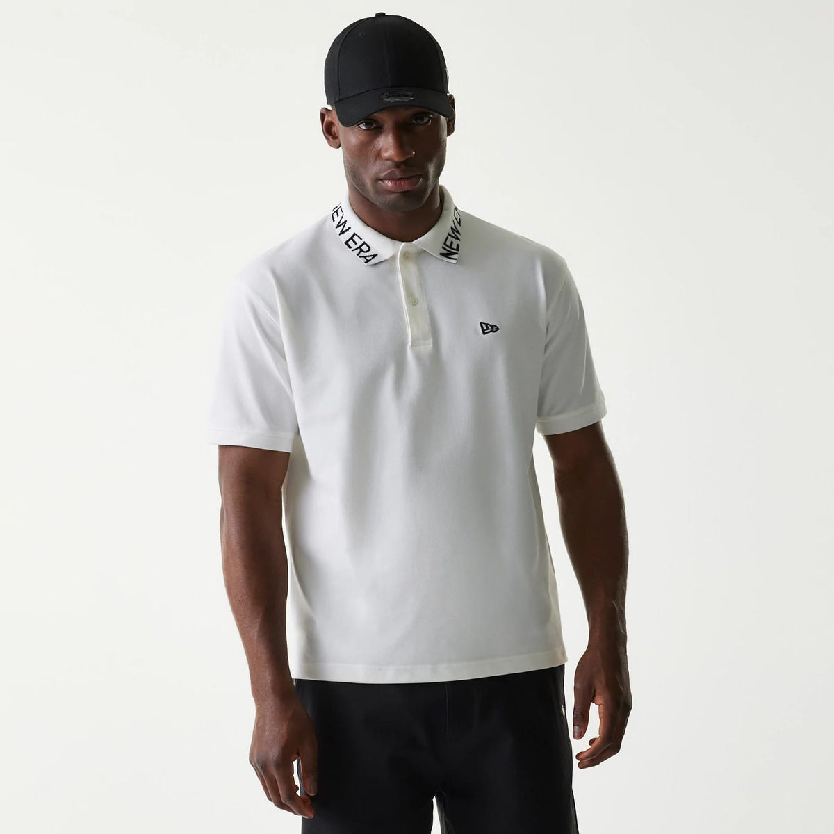 New Era Japan Collar Logo White Polo T-Shirt-klyvox