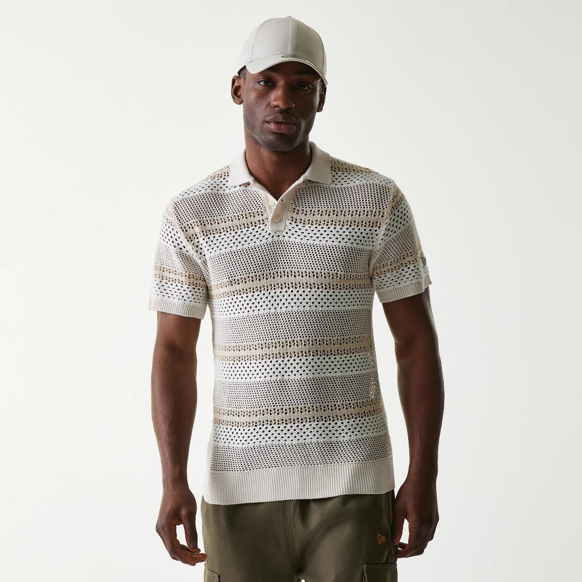 New Era Japan Mesh White Polo T-Shirt-klyvox