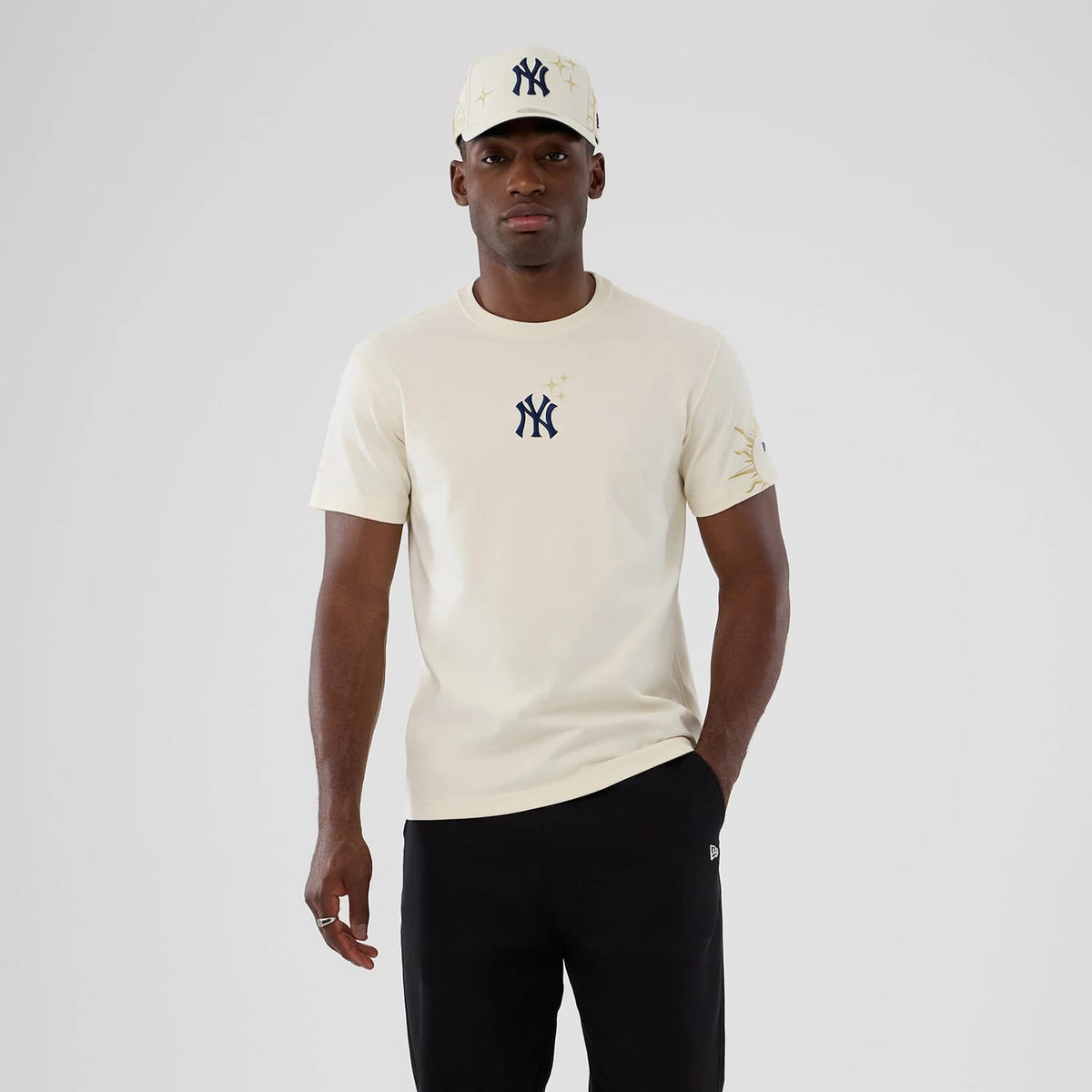 New York Yankees MLB Cosmic Craft Cream T-Shirt-klyvox