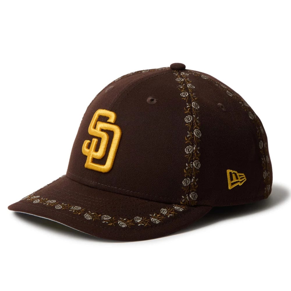 San Diego Padres MLB Rose Emblem Dark Brown Low Profile 59FIFTY Fitted Cap-klyvox