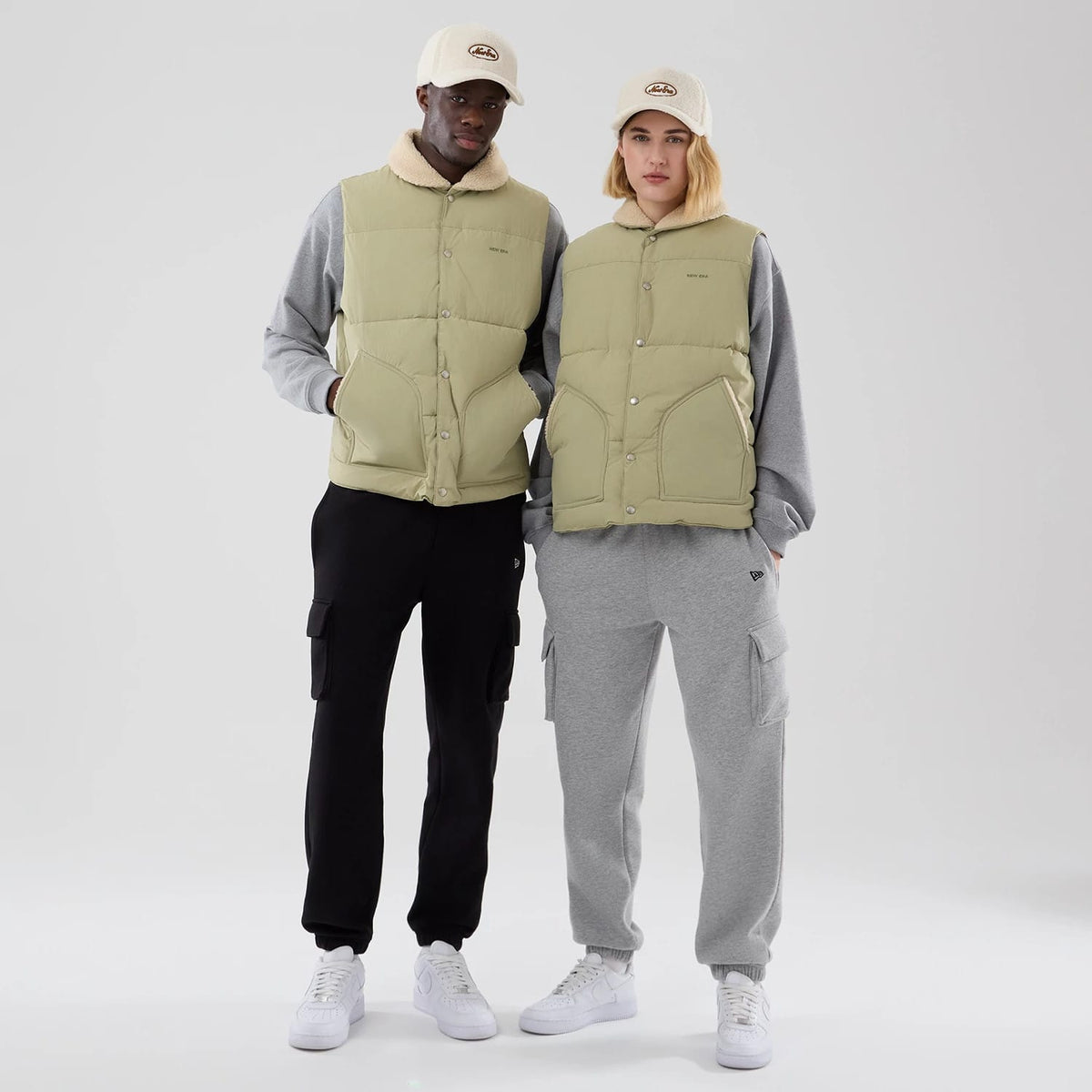 New Era Organic Boa Neck Khaki Gilet-klyvox