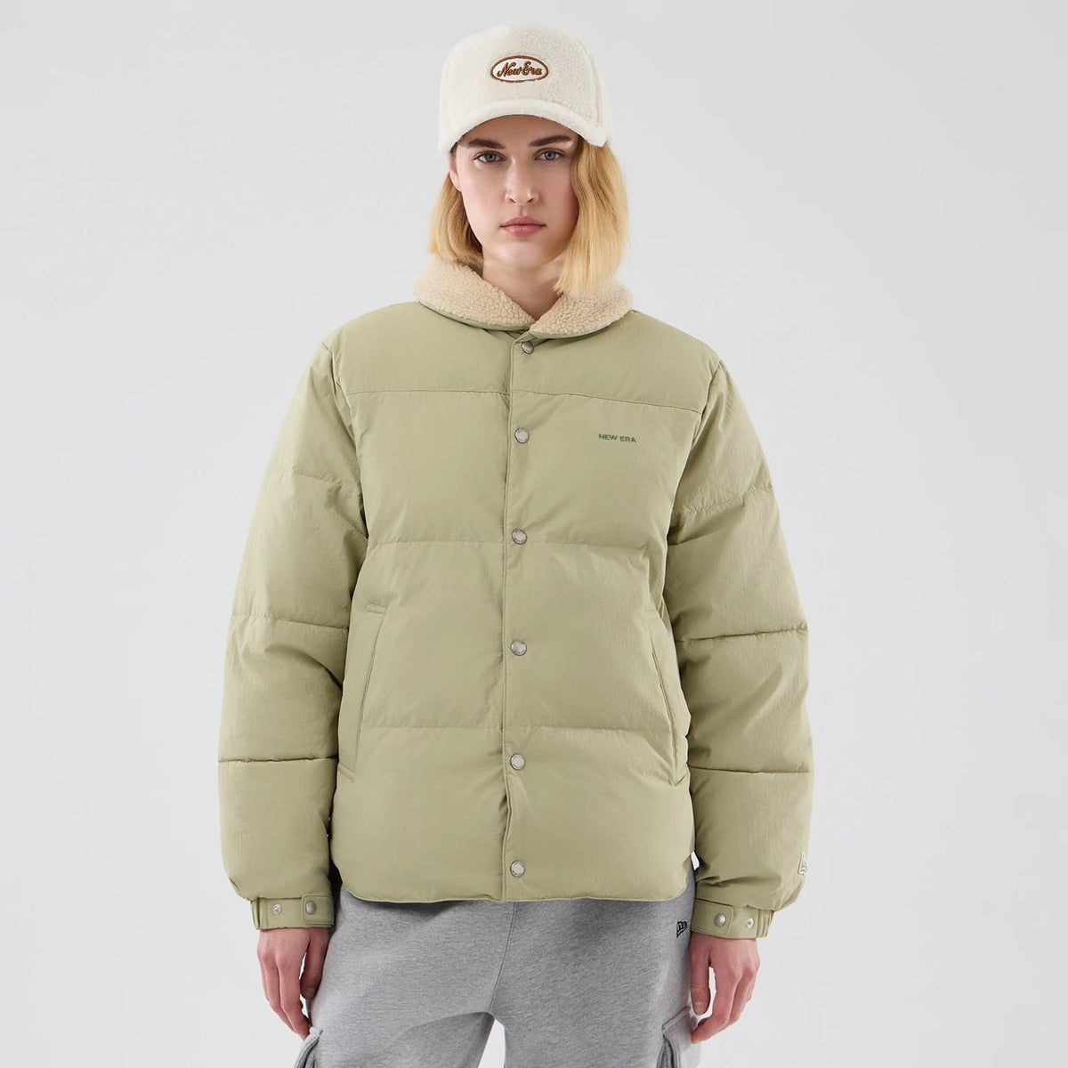 New Era Organic Boa Neck Khaki Jacket-klyvox