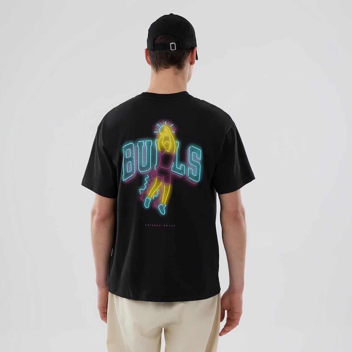 Chicago Bulls NBA Neon Light Black T-Shirt-klyvox