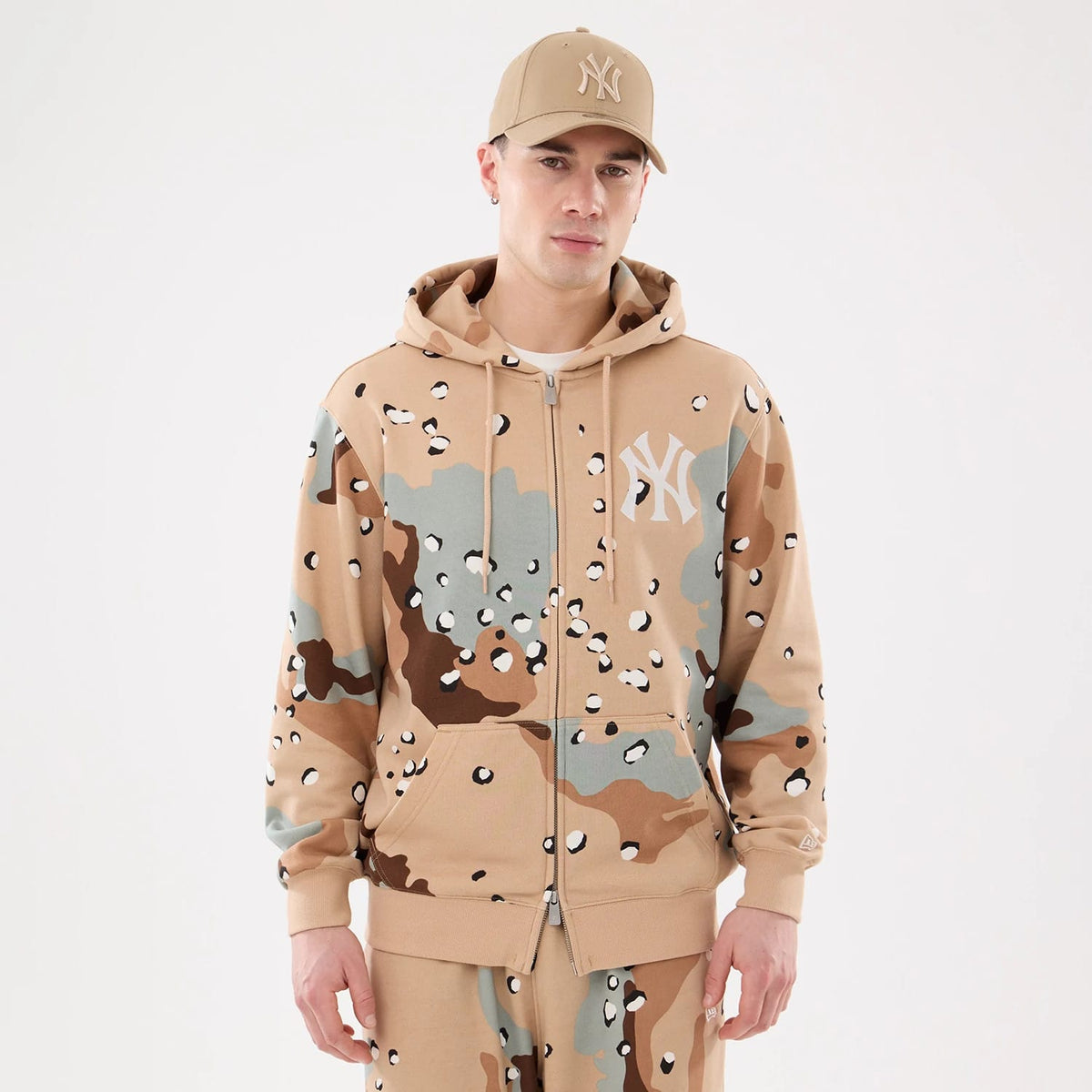 New York Yankees MLB Desert Camo 2 Way Full Zip Hoodie-klyvox