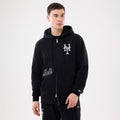 New York Mets MLB Comfort Black 2 Way Full Zip Hoodie-klyvox