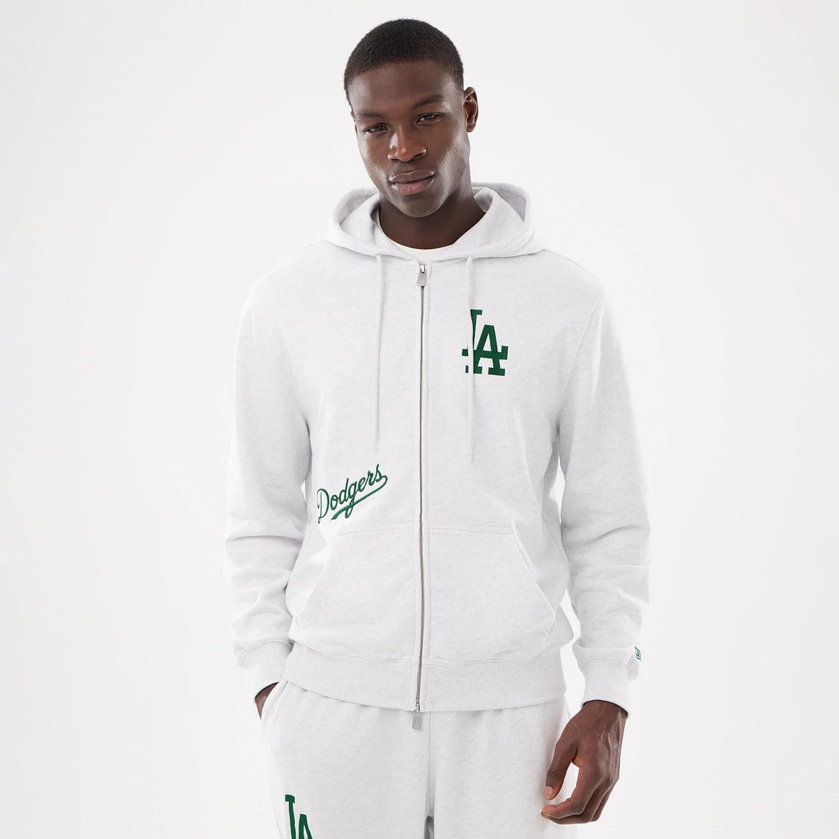 LA Dodgers MLB Comfort Grey 2 Way Full Zip Hoodie-klyvox