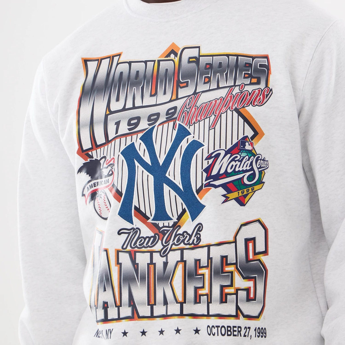 New York Yankees MLB Retro White Oversized Crew Neck Sweater-klyvox