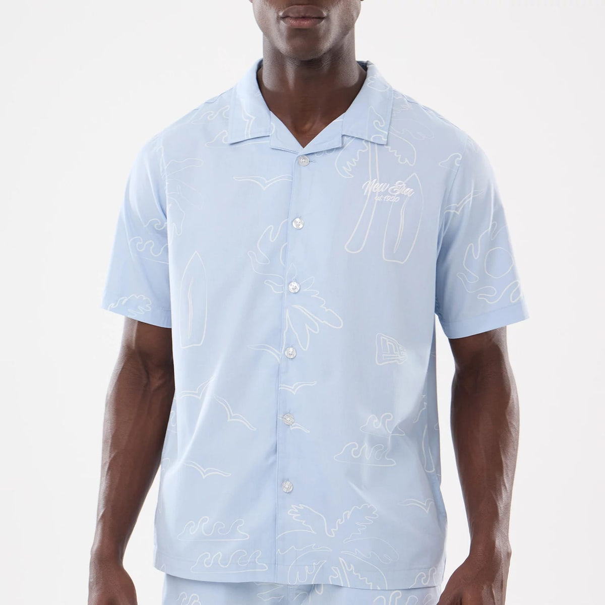 New Era Resort Blue Short Sleeve Shirt-klyvox