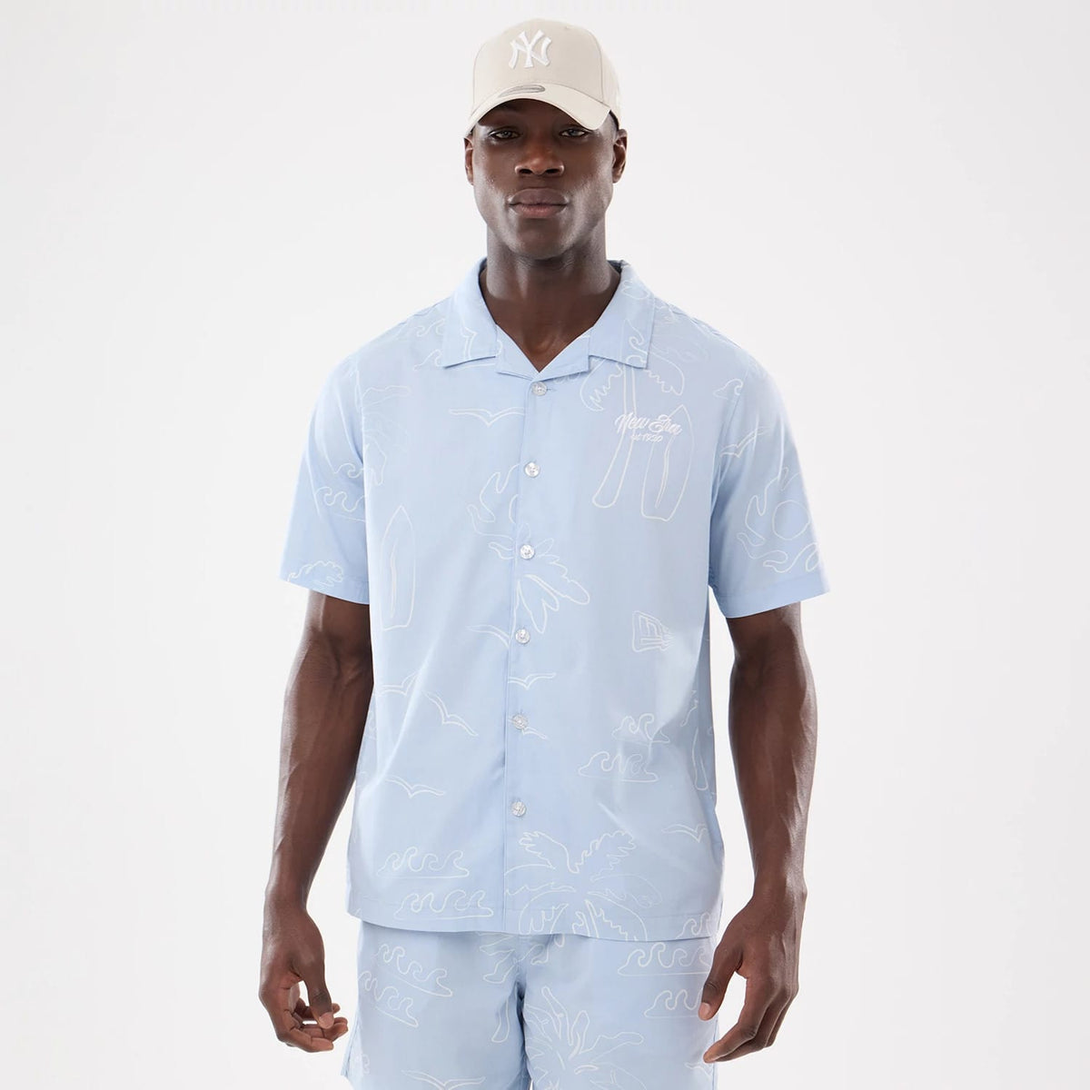 New Era Resort Blue Short Sleeve Shirt-klyvox