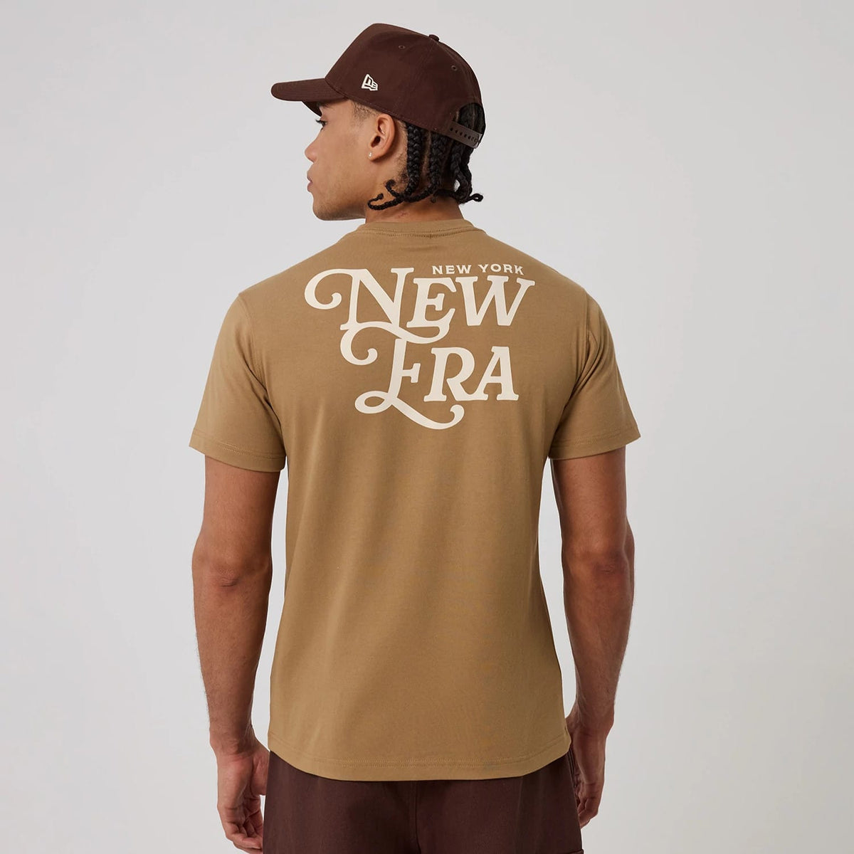 New Era Script Graphic Beige T-Shirt-klyvox