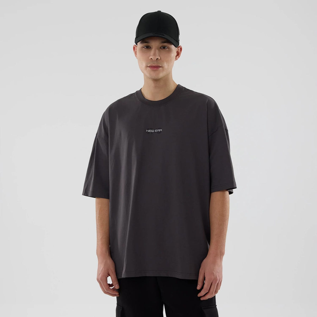 New Era NEC Logo Black Oversized T-Shirt-klyvox