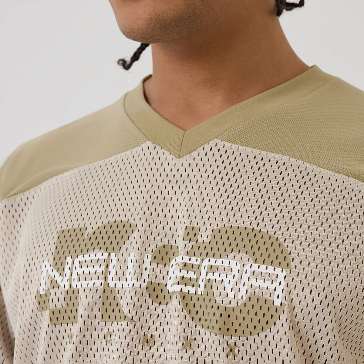 New Era NEC Logo Beige Long Sleeve Jersey-klyvox