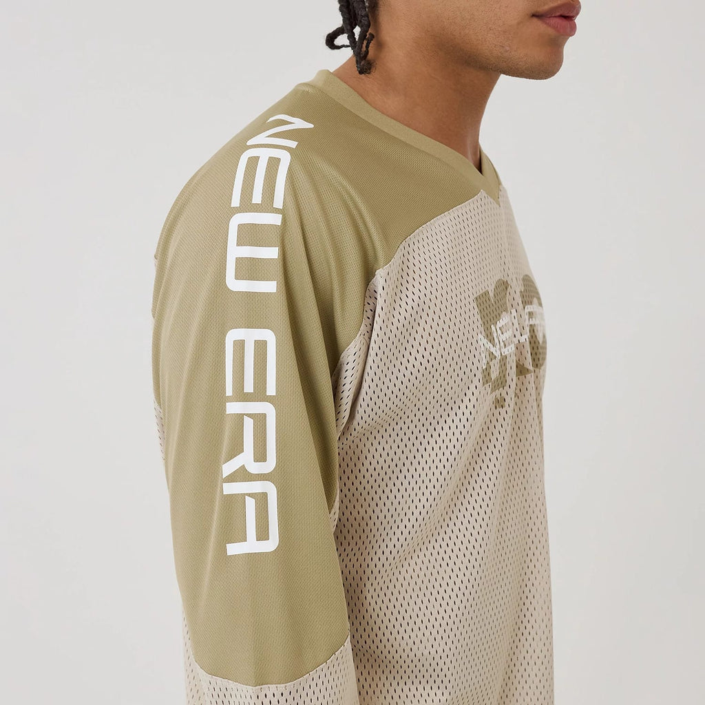 New Era NEC Logo Beige Long Sleeve Jersey-klyvox