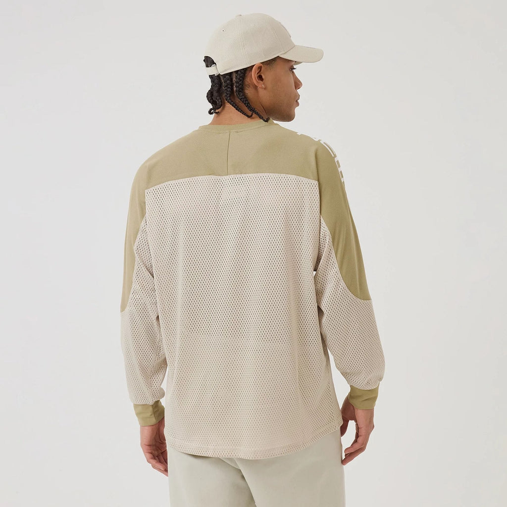 New Era NEC Logo Beige Long Sleeve Jersey-klyvox