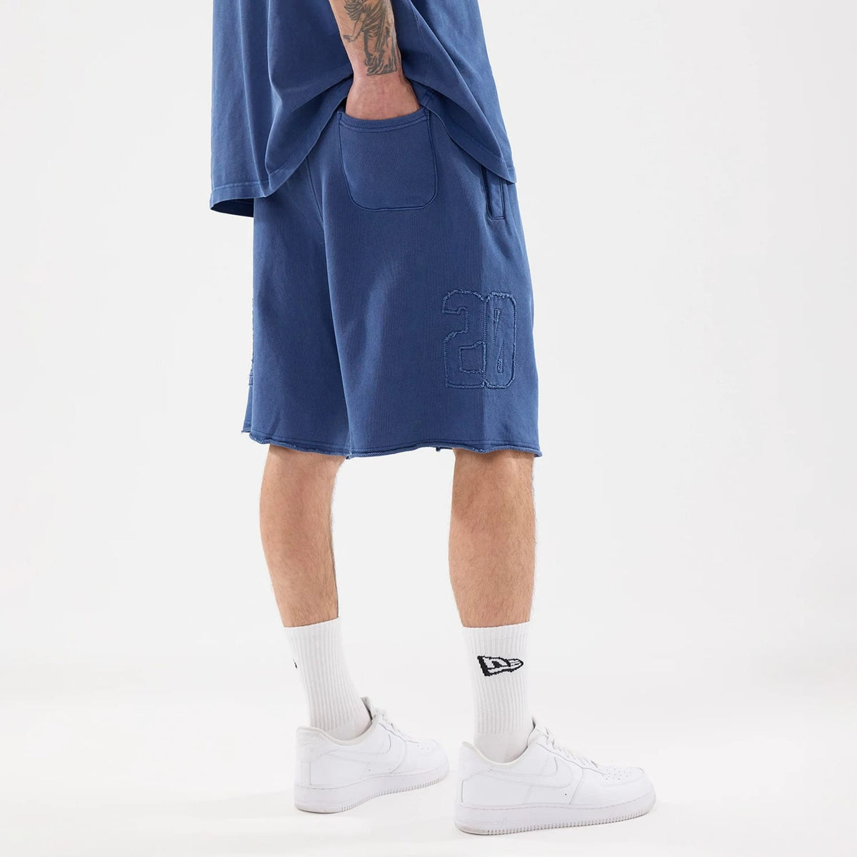 New Era Street Archived Blue Oversized Shorts-klyvox