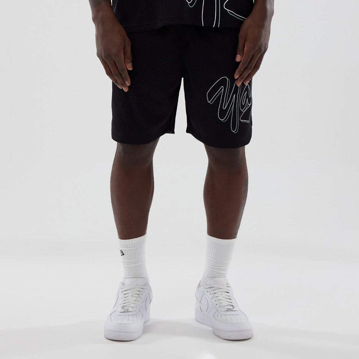 New York Yankees MLB Mix League Black Oversized Mesh Shorts-klyvox