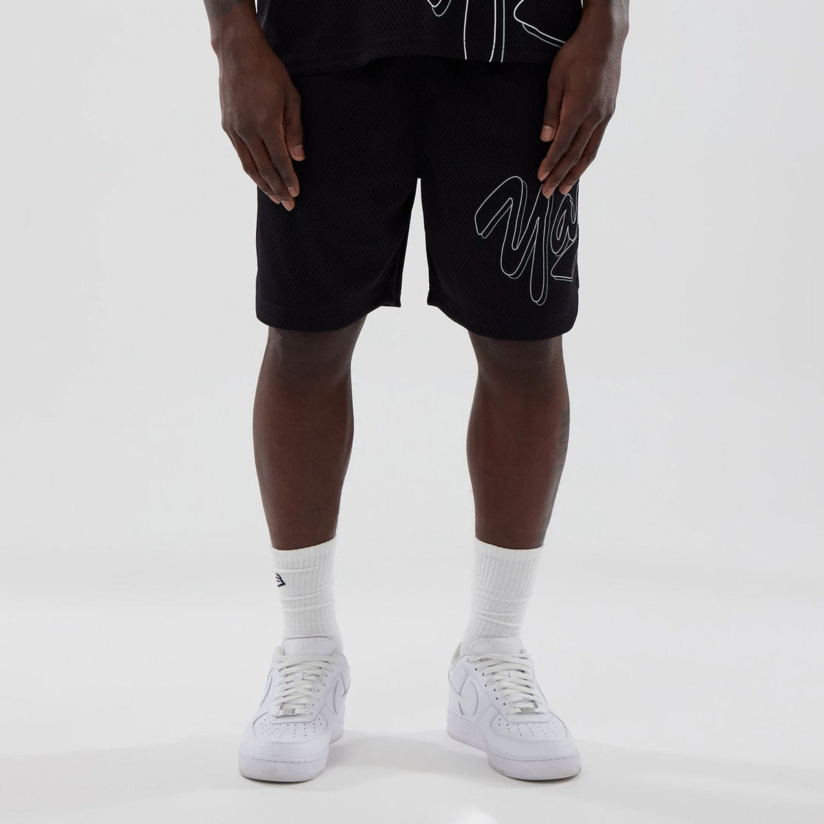 New York Yankees MLB Mix League Black Oversized Mesh Shorts-klyvox