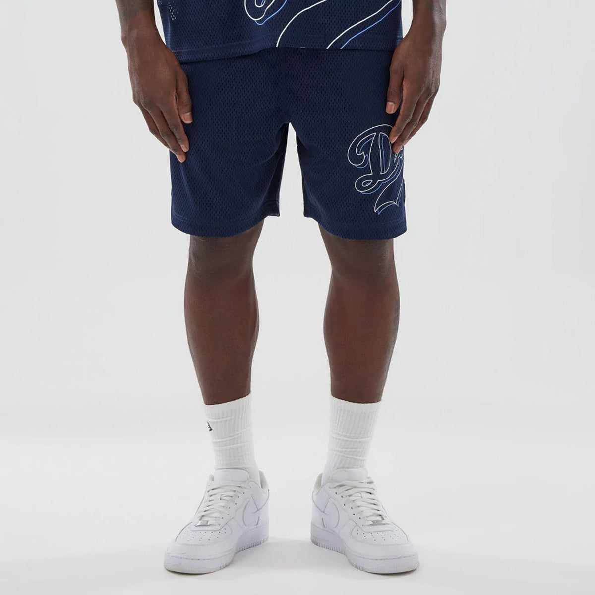 LA Dodgers MLB Mix League Blue Oversized Mesh Shorts-klyvox