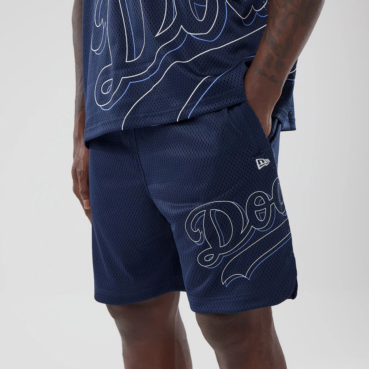 LA Dodgers MLB Mix League Blue Oversized Mesh Shorts-klyvox