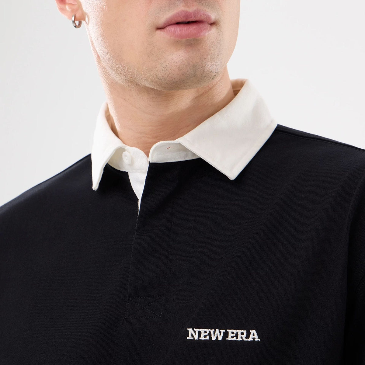 New Era Black Short Sleeve Rugby Shirt-klyvox