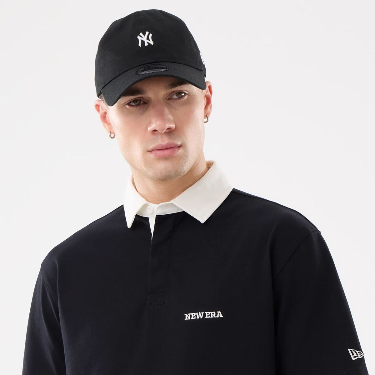 New Era Black Short Sleeve Rugby Shirt-klyvox