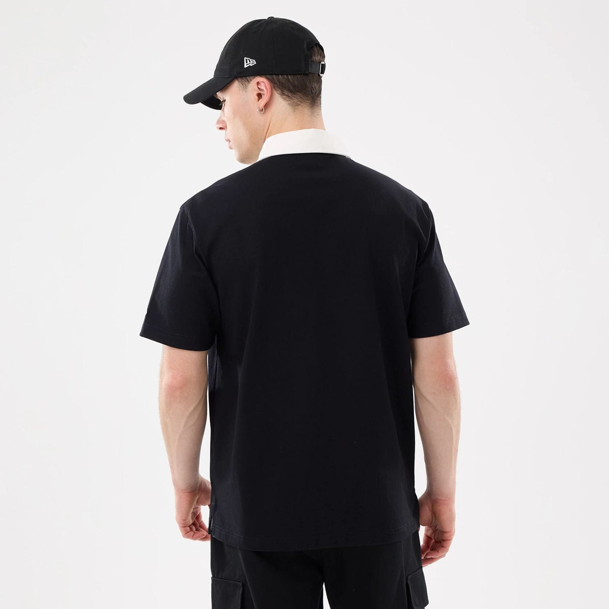 New Era Black Short Sleeve Rugby Shirt-klyvox