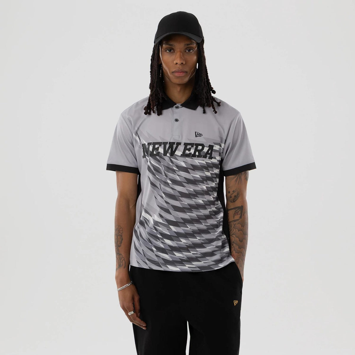 New Era Grid Grey Polo T-Shirt-klyvox