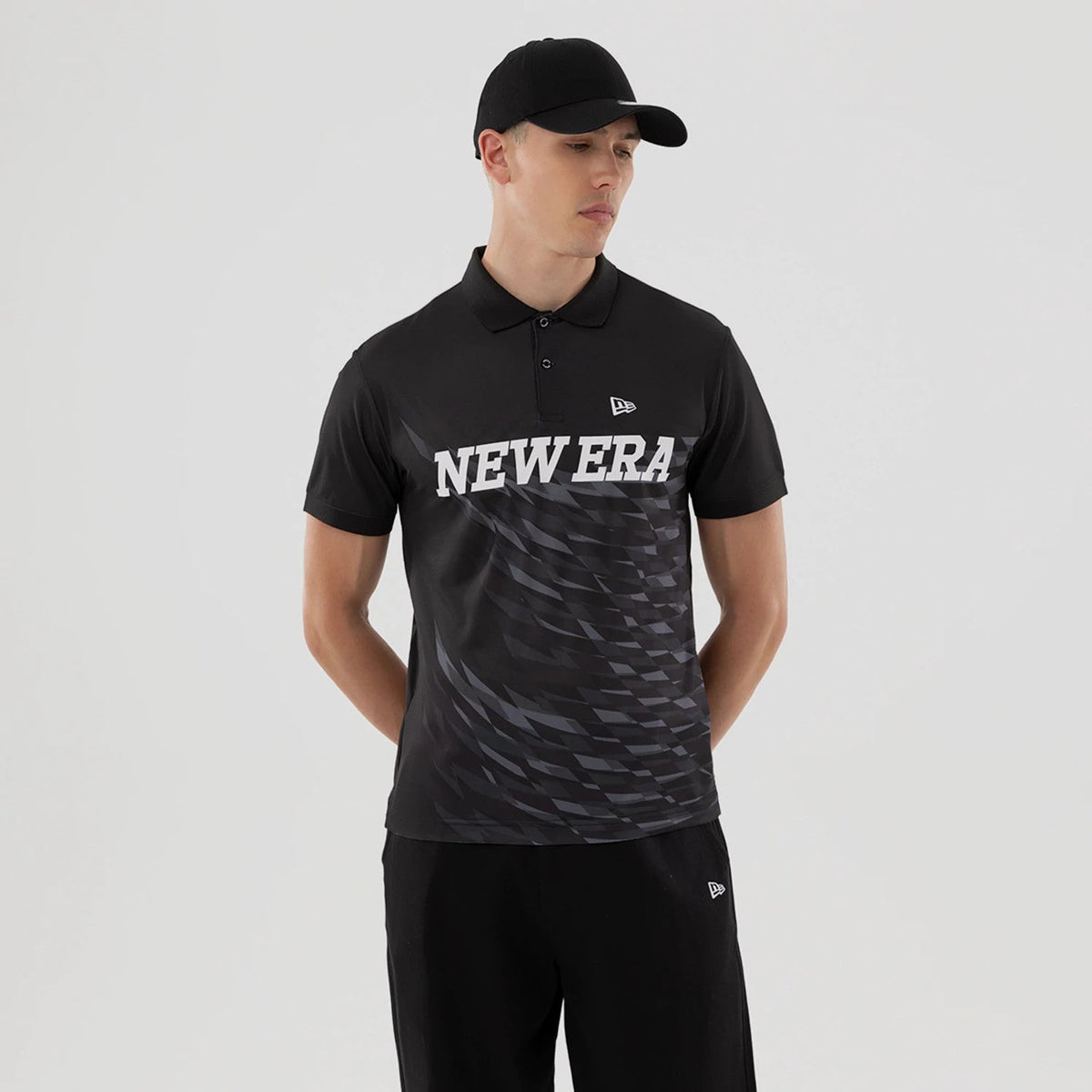 New Era Grid Black Polo T-Shirt-klyvox
