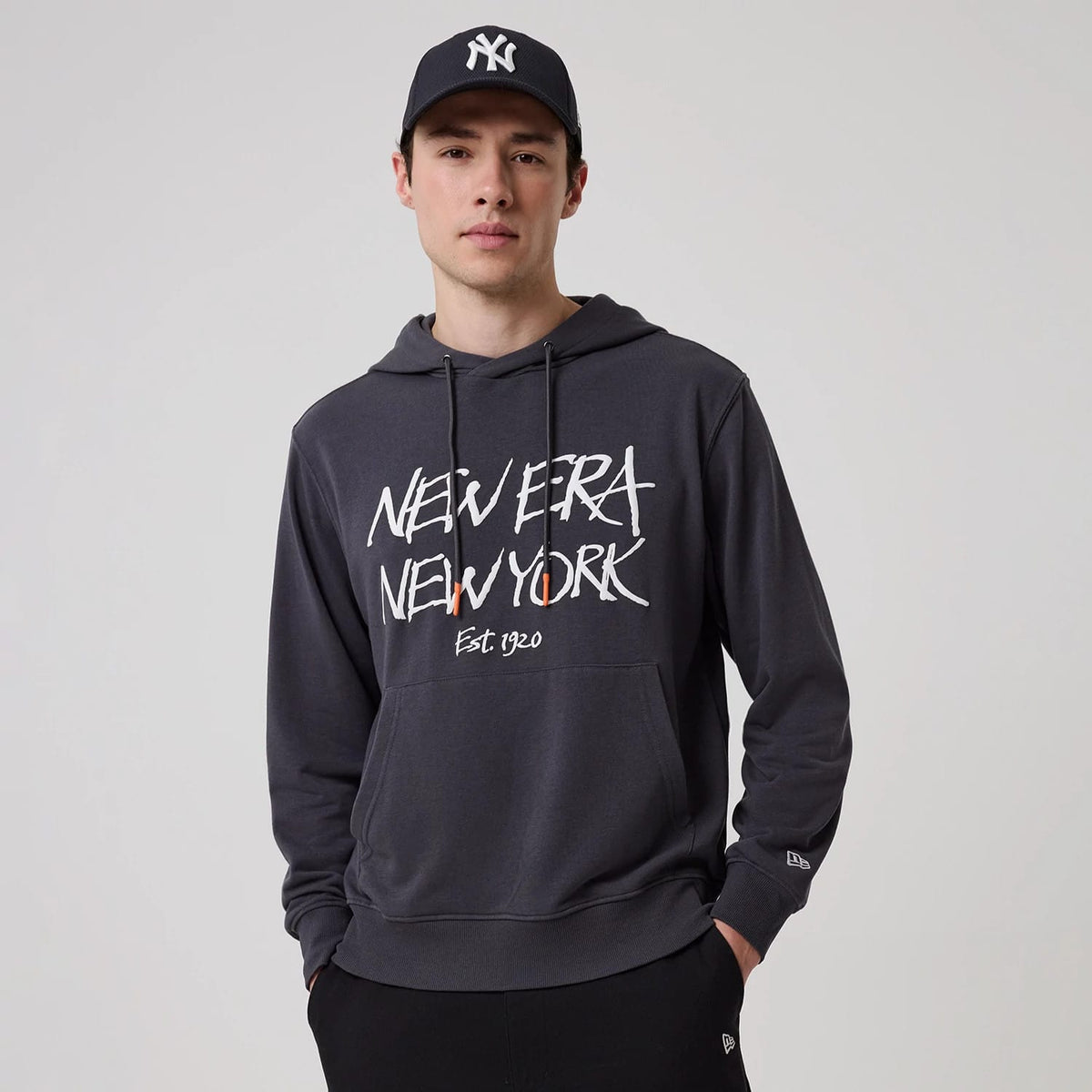 New Era New York Dark Grey Oversized Pullover Hoodie-klyvox