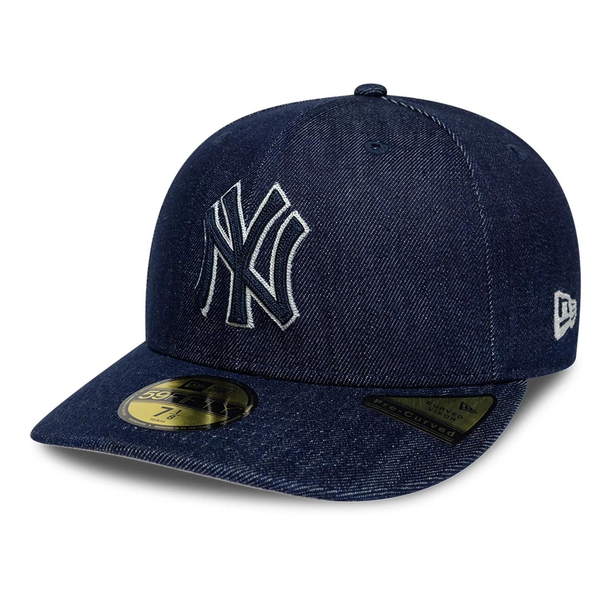 New York Yankees MLB Chain Stitch Denim Navy 59FIFTY Fitted Cap-klyvox
