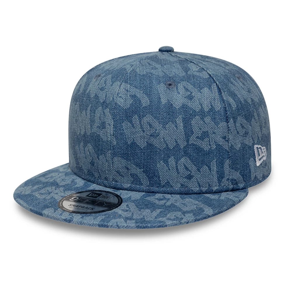 New Era Laser Burnout Washed Denim Navy 9FIFTY Snapback Adjustable Cap-klyvox