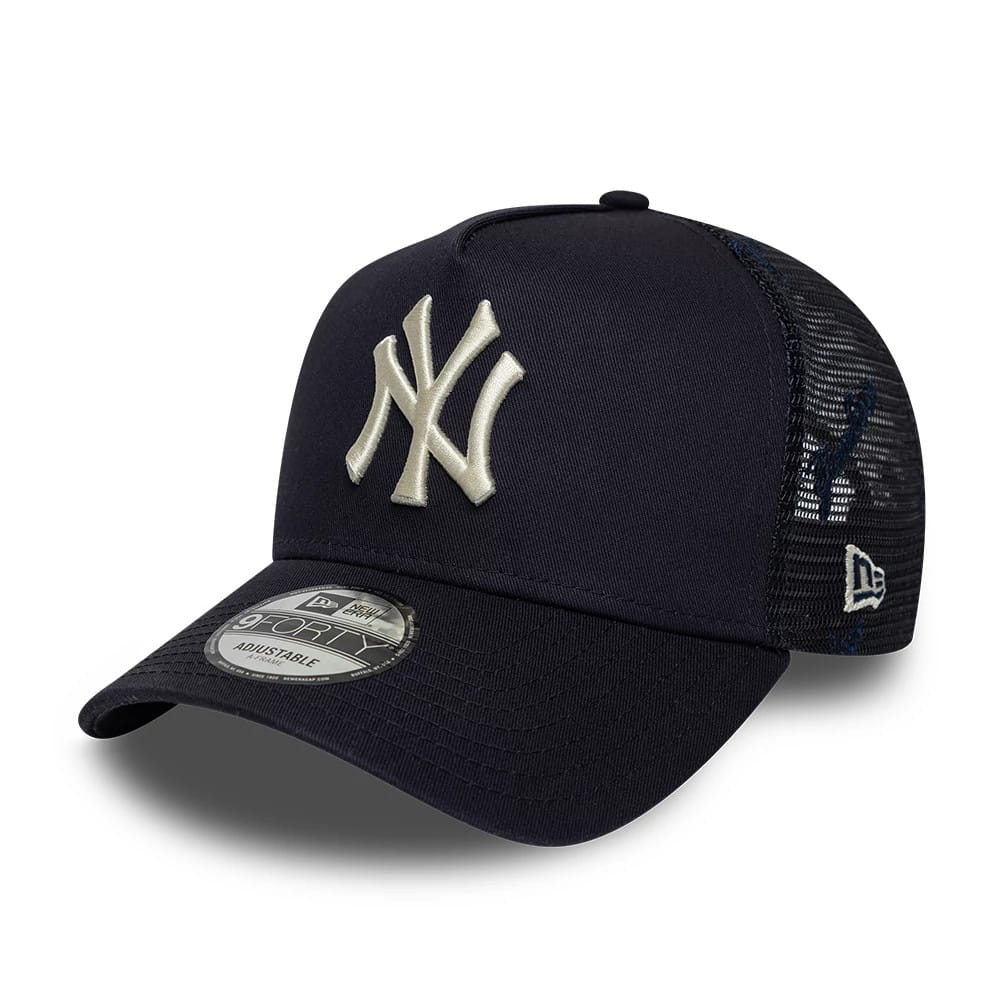 New York Yankees MLB Mesh Navy 9FORTY A-Frame Trucker Adjustable Cap-klyvox