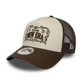 New Era Frame Logo Dark Brown 9FORTY A-Frame Trucker Adjustable Cap-klyvox