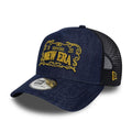 New Era Frame Logo Navy 9FORTY A-Frame Trucker Adjustable Cap-klyvox