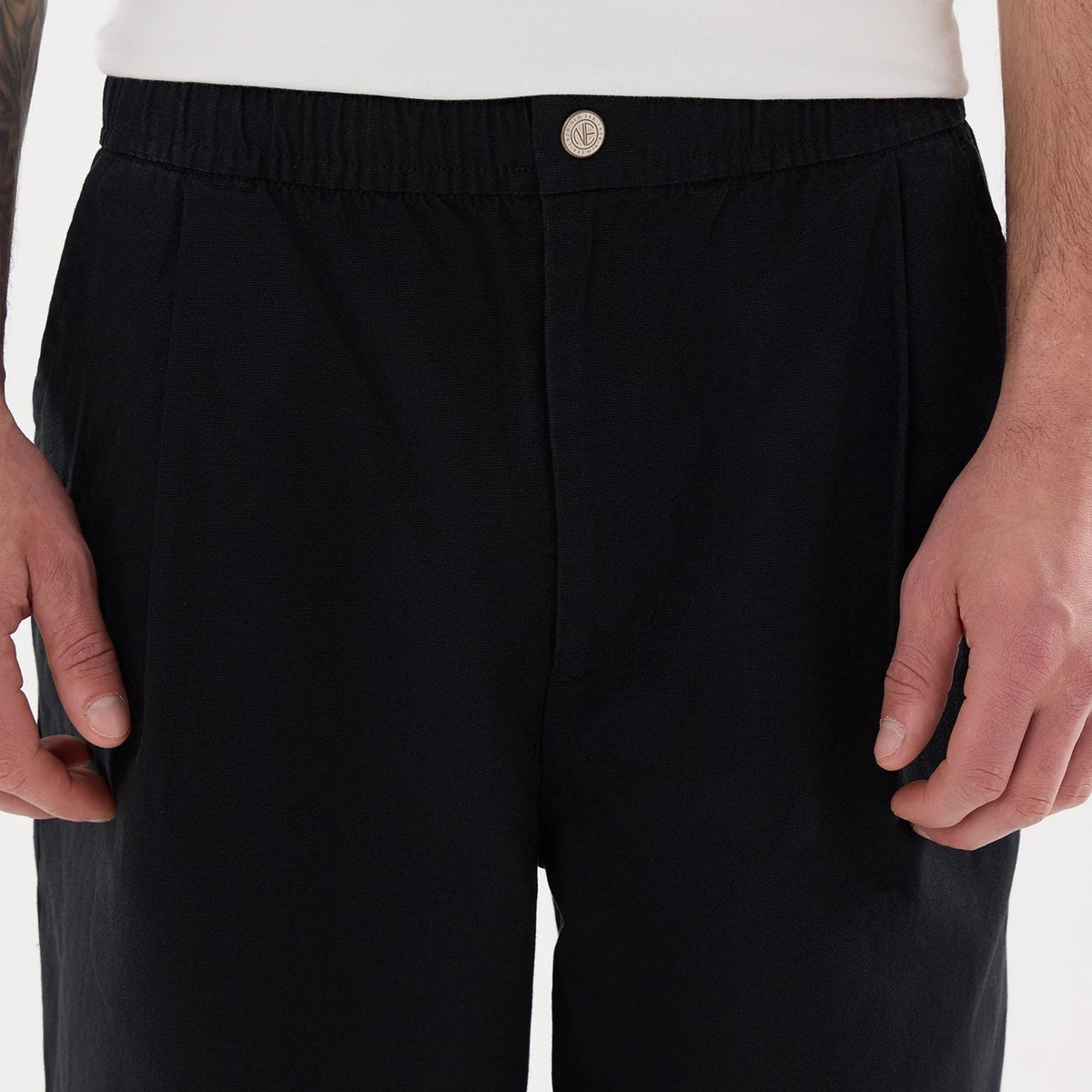 New Era Black Balloon Leg Trousers-klyvox
