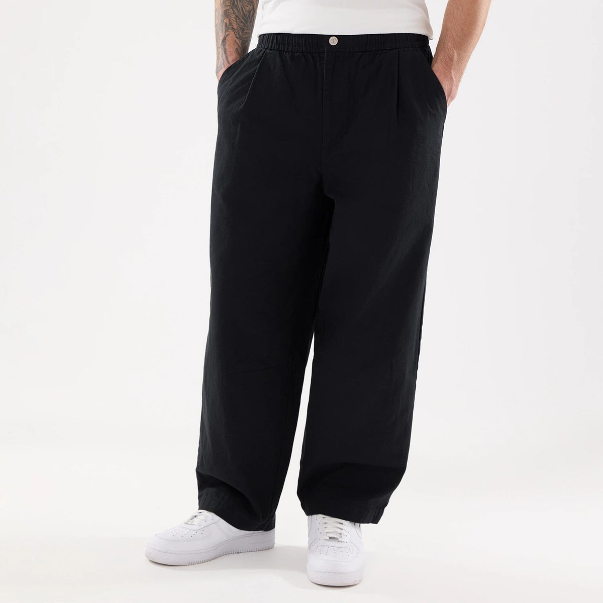 New Era Black Balloon Leg Trousers-klyvox