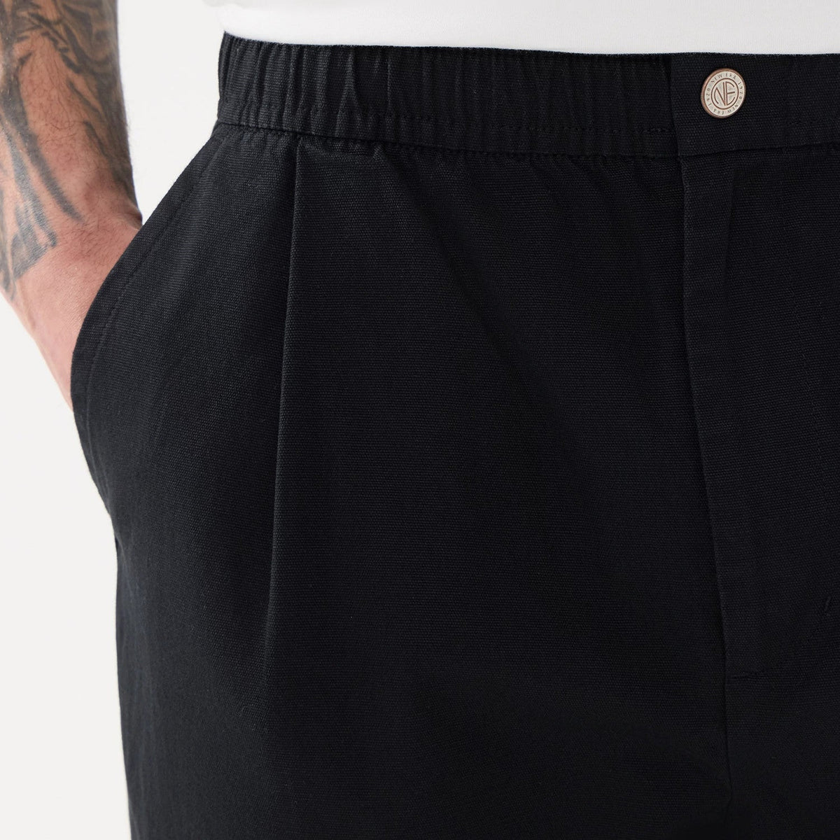 New Era Black Balloon Leg Trousers-klyvox
