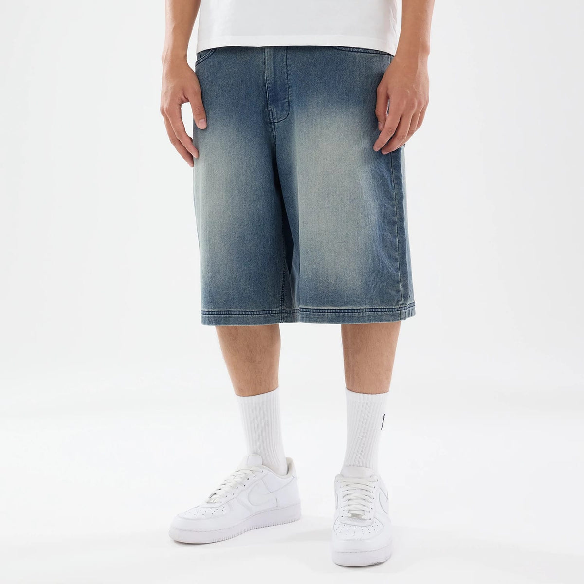 New Era Washed Blue Bermuda Shorts-klyvox
