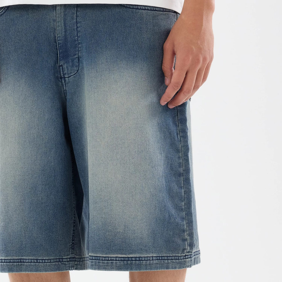 New Era Washed Blue Bermuda Shorts-klyvox
