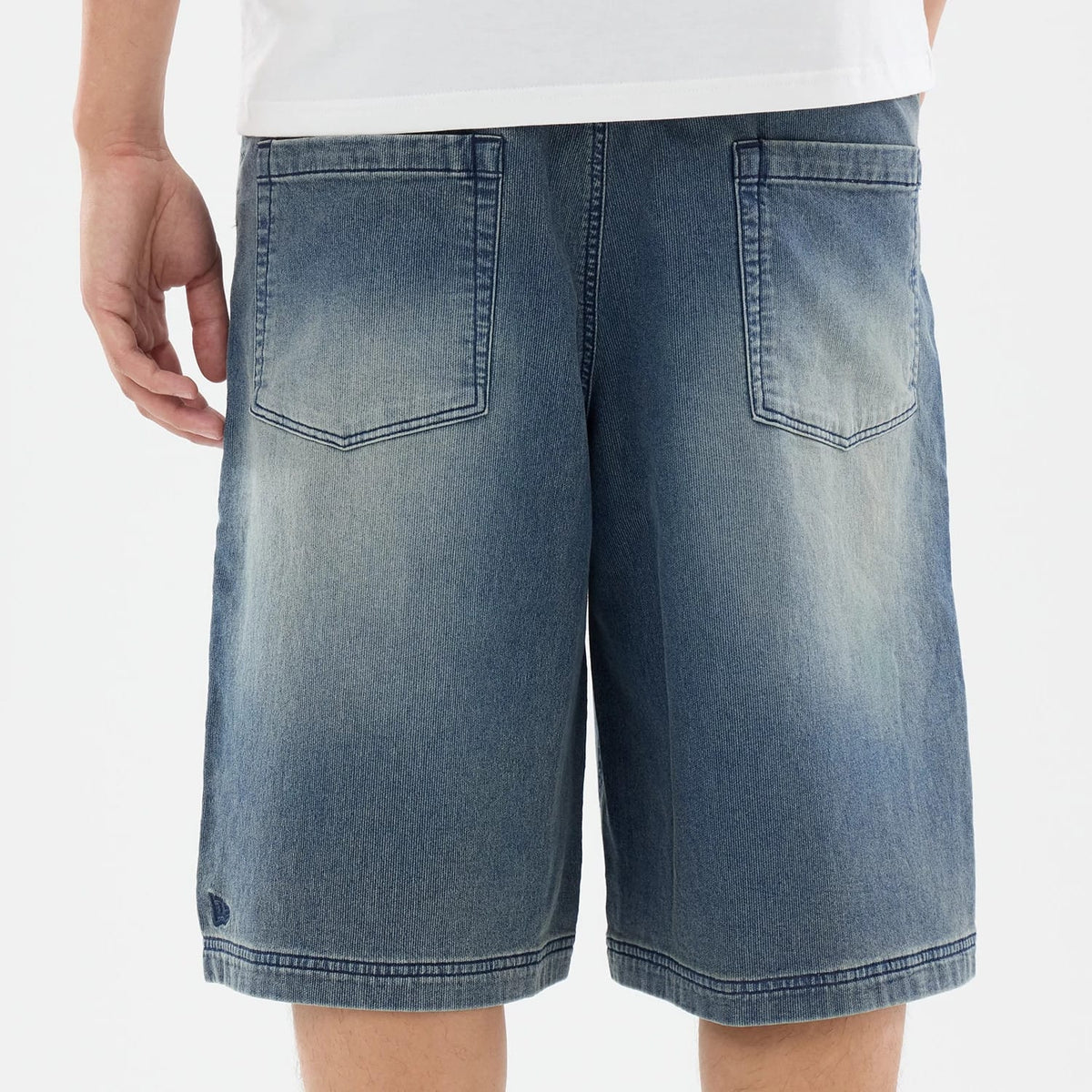 New Era Washed Blue Bermuda Shorts-klyvox