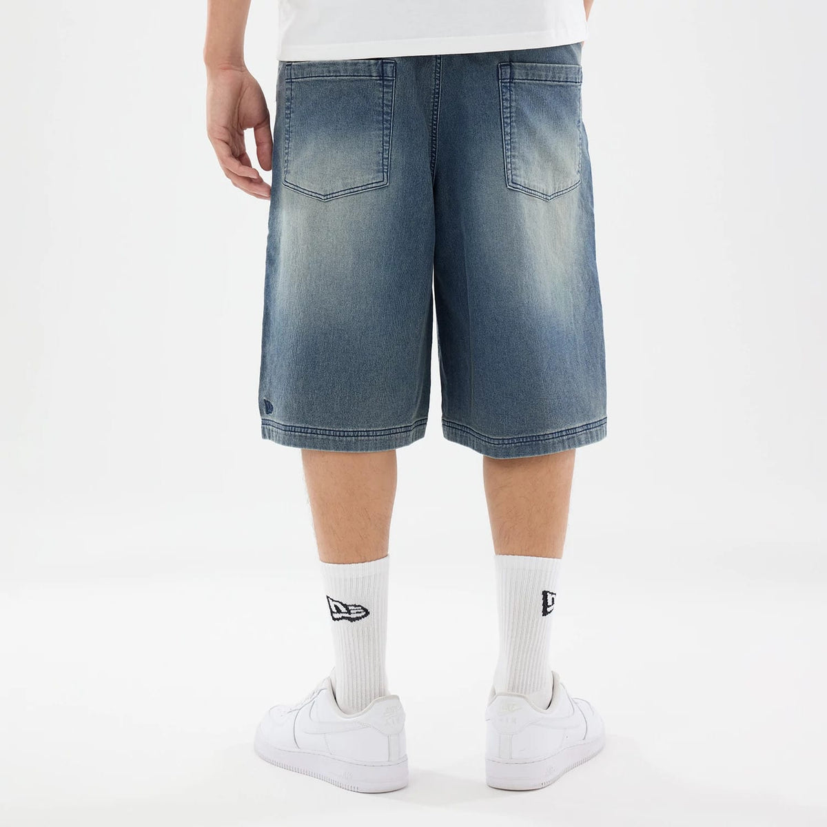 New Era Washed Blue Bermuda Shorts-klyvox