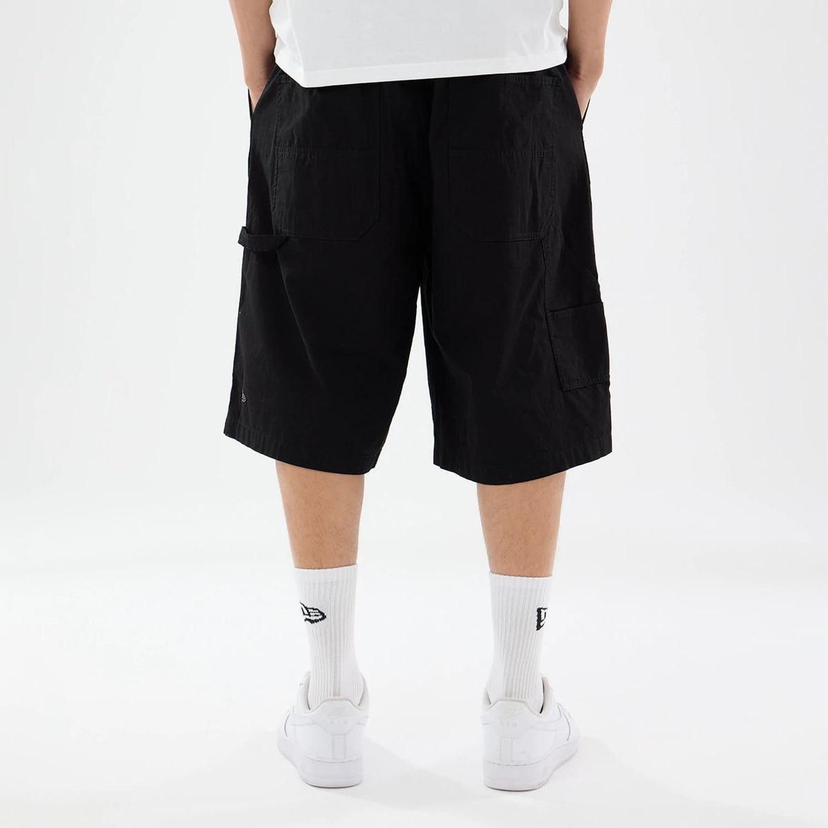 New Era Canvas Black Bermuda Shorts-klyvox